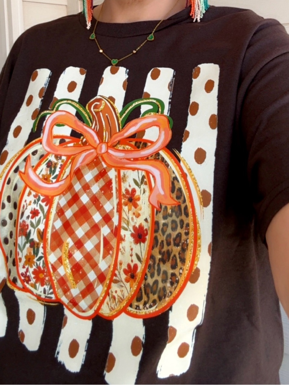 Brown Pumpkin Graphic Kids Tee - Seasonal Fall Shirt